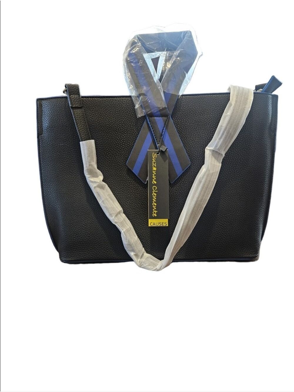 Suzanne Clemente NWT Black & Blue Faux Leather Tote Support Troops/Police Causes - Picture 5 of 16
